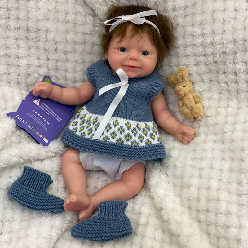 1 PC 10Inch Cuddly Silicone Girl with Rooted Hair Reborn Doll Waterproof Newborn Baby Girl Lifelike Painted Realistic Doll Toy