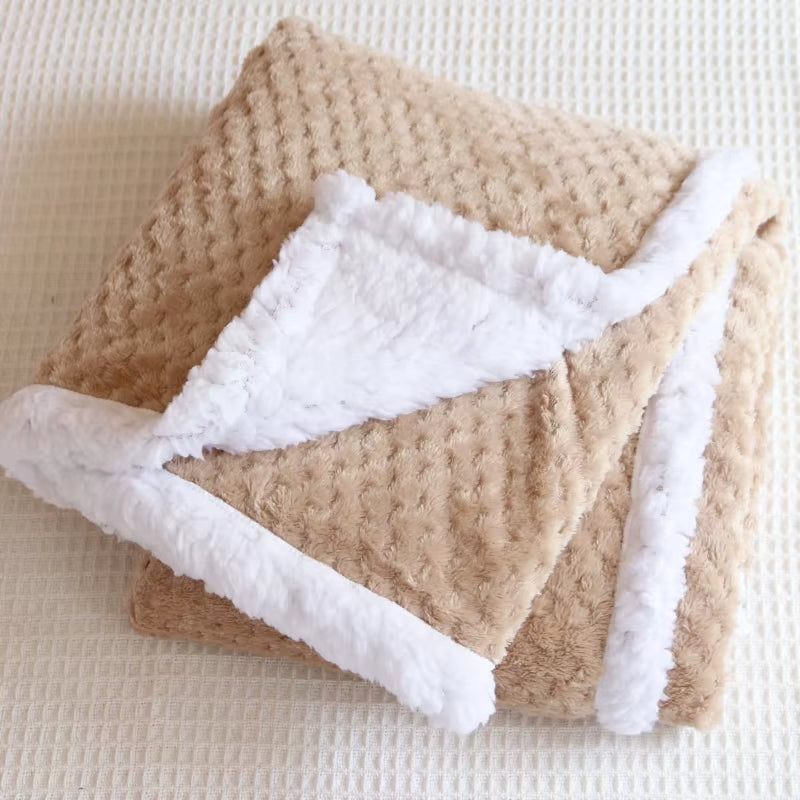 Baby Blankets New Thicken Double Layer Cartoon Fleece Infant Swaddle Bebe Envelope Stroller Wrap Newborn Baby Bedding Blanket