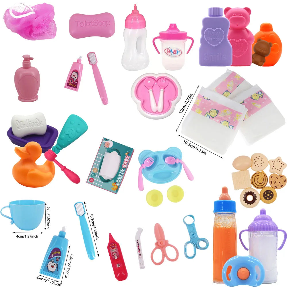 Milk Bottle Doll Accessories Diapers for 43Cm Baby Reborn Doll Clothes Toiletries Our Generation Baby Toy Mini Bottle Bowl,Gifts