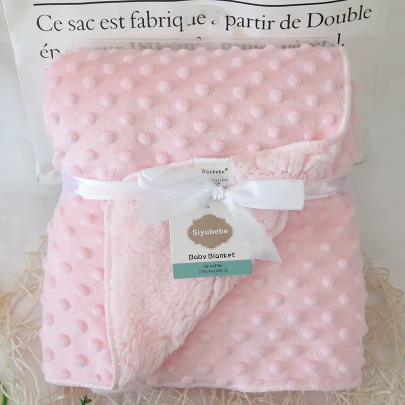 Baby Blankets New Thicken Double Layer Cartoon Fleece Infant Swaddle Bebe Envelope Stroller Wrap Newborn Baby Bedding Blanket
