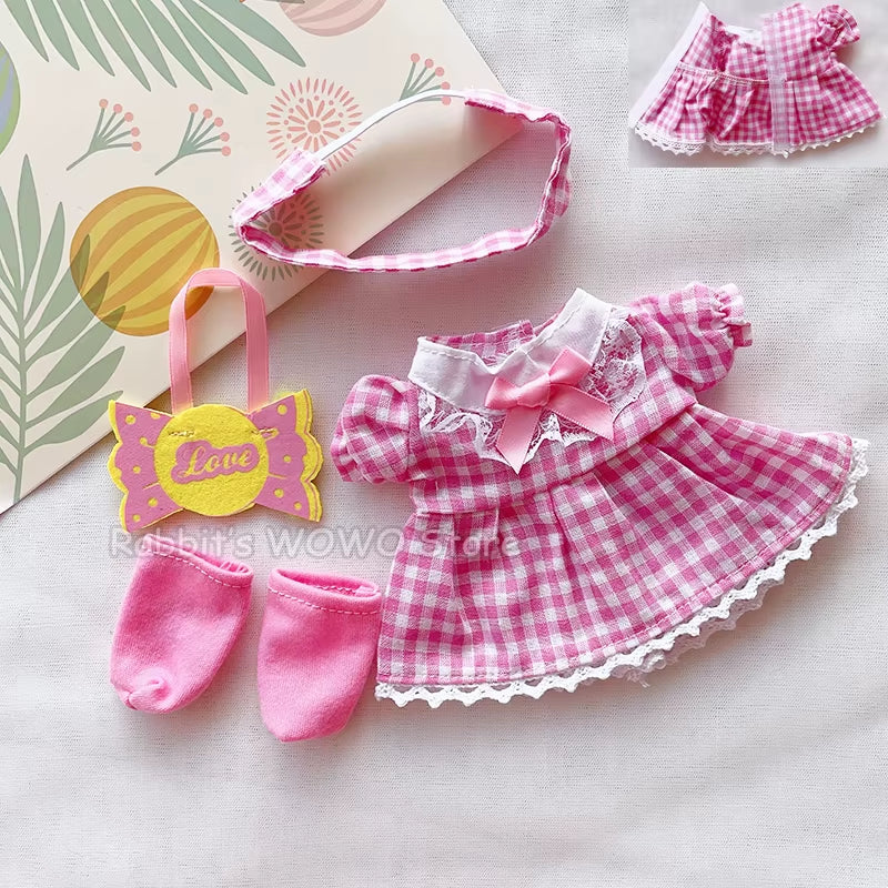 Doll Clothes Fit 25Cm Baby Doll Accessories 1/6 BJD Doll New Born Doll Outfits Cute Dress Headwear Suit Girls Gifts