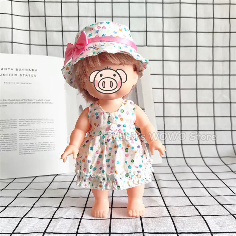 Doll Clothes Fit 25Cm Baby Doll Accessories 1/6 BJD Doll New Born Doll Outfits Cute Dress Headwear Suit Girls Gifts