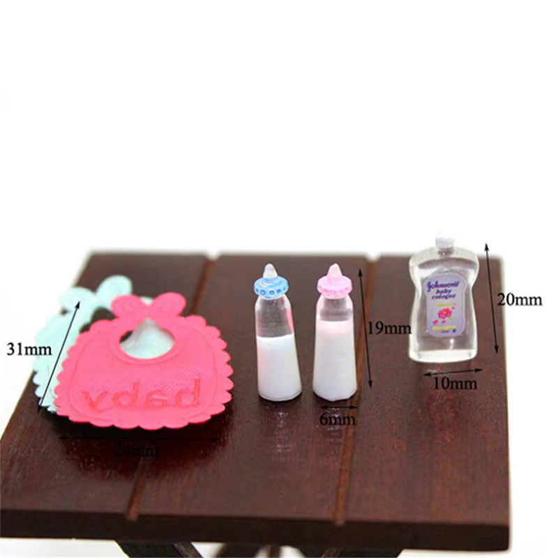 Multiple Styles Resin Simulation Mini Milk Bottle Miniature Baby Bottle Super Cute Transparent Bottle 1:12 Dollhouse Accessories