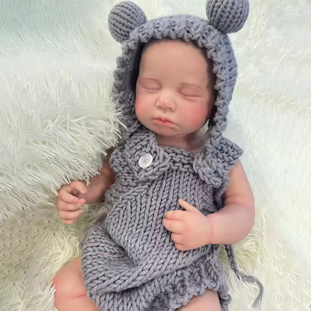 Artificial Soft Full Body Platinum Silicone Painted Reborn Doll Girl Handmade 20 Inch Solid Newborn Fake Girl for Kid Gift