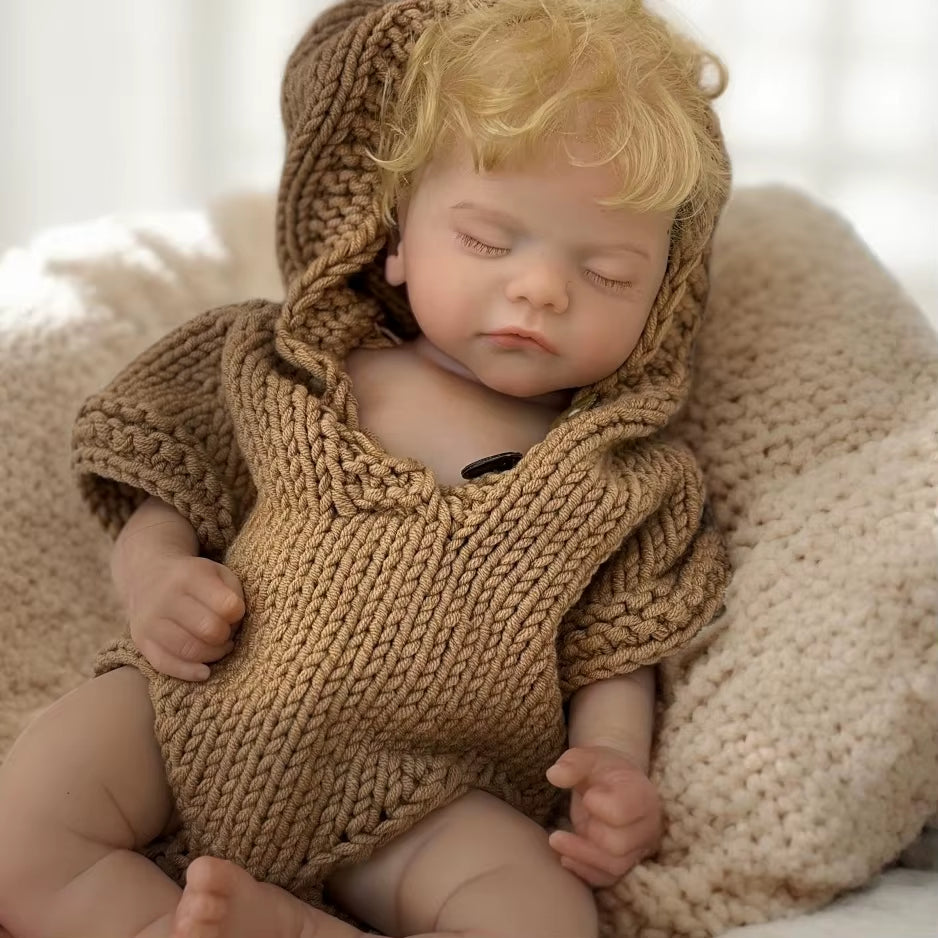 Open Mouth Boy Doll 45Cm Waterproof Sam Full Body Silicone Bebe Reborn with Rooted Hair & Eyelashes Lifelike Reborn Doll