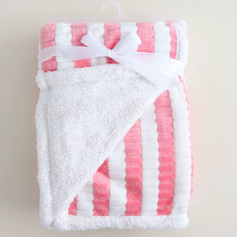 Baby Blankets New Thicken Double Layer Cartoon Fleece Infant Swaddle Bebe Envelope Stroller Wrap Newborn Baby Bedding Blanket
