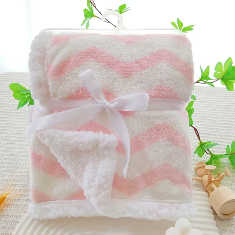 Baby Blankets New Thicken Double Layer Cartoon Fleece Infant Swaddle Bebe Envelope Stroller Wrap Newborn Baby Bedding Blanket