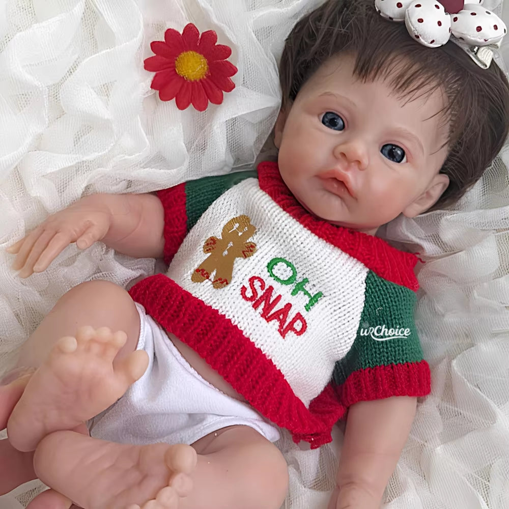 Micro 12" Silicone Reborn Baby Doll Lifelike Handmade Doll Rooted Hair Soft Newborn Doll for Festive Toys Gifts Art Collection