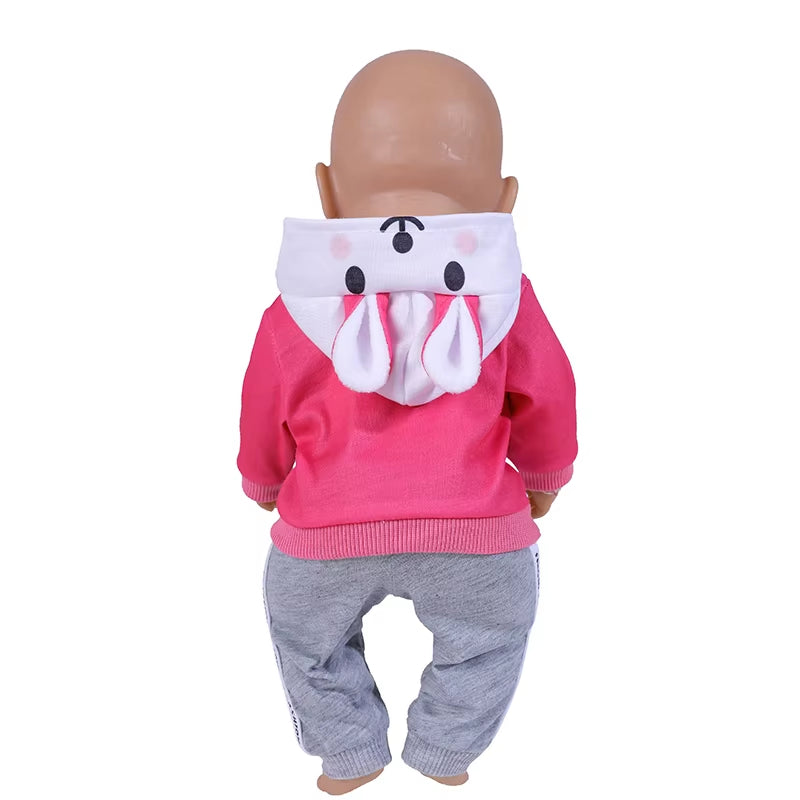 17 Inch Doll Clothes Cartoon Dog Hoodies Trousers 43Cm New Born Baby Boy Clothes Sports Suit Toys for Girl Nendoroid Clothes