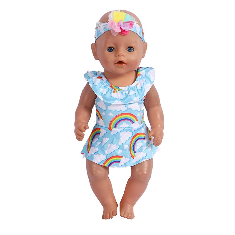Baby Doll Clothes Flamingo Swimsuit Summer Clothes for 43Cm New Born Baby Doll Clothes Swim American 18 Inch Girl Dolls Bikini