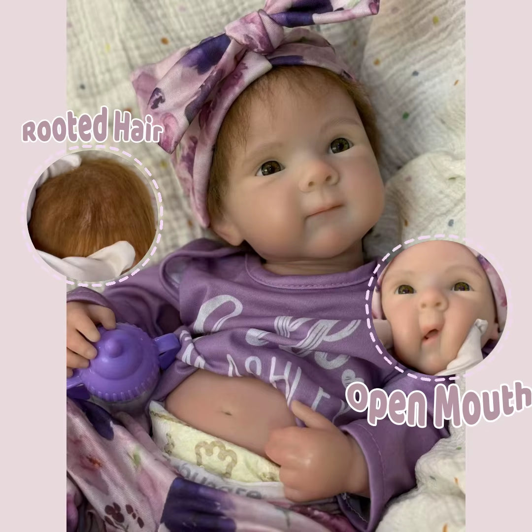 18Inch Open Mouth Rooted Hair Bettie Adorable Soft Silicone Bebe Reborn Girl Doll Lifelike Newborn Girl Dolls Perfect Gift