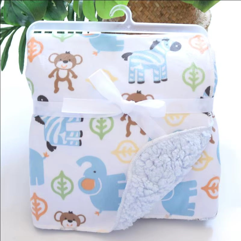 Baby Blankets New Thicken Double Layer Cartoon Fleece Infant Swaddle Bebe Envelope Stroller Wrap Newborn Baby Bedding Blanket