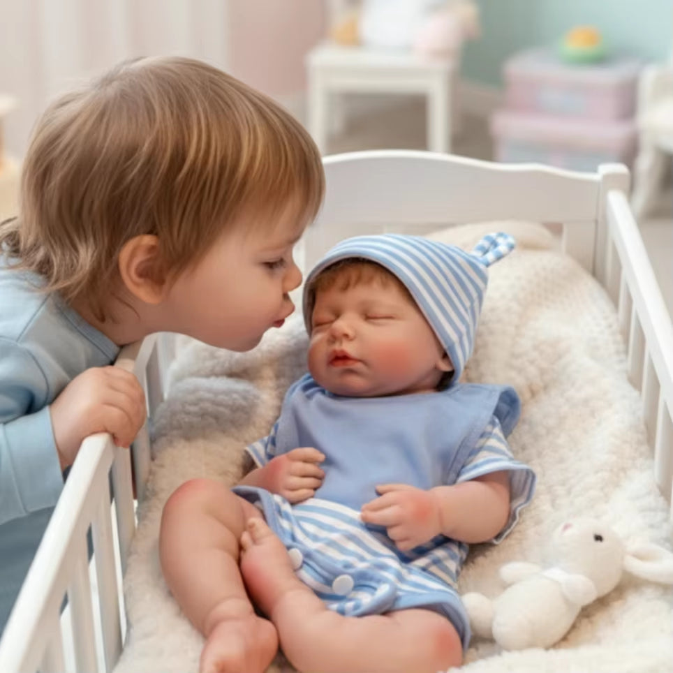 18Inch Can Open Mouth Close Eyes Loulou Full Solid Silicone Bebe Reborn Girl & Boy Doll with Rooted Hair Corpo De Silicone Doll