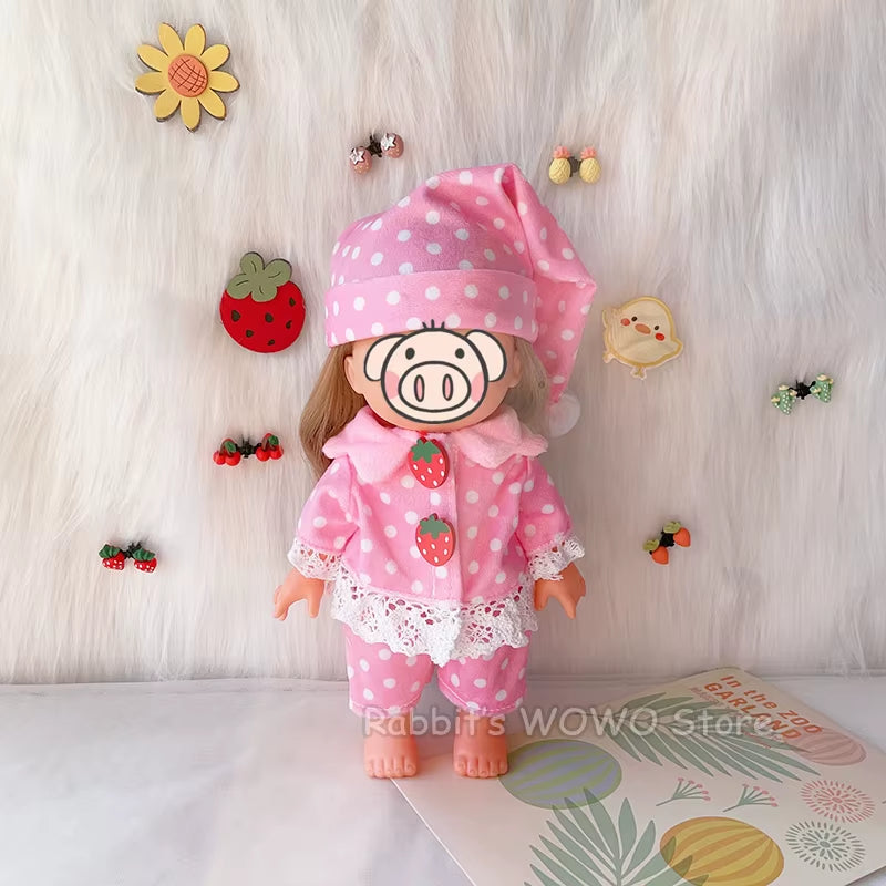 Doll Clothes Fit 25Cm Baby Doll Accessories 1/6 BJD Doll New Born Doll Outfits Cute Dress Headwear Suit Girls Gifts