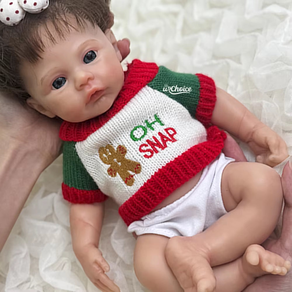 Micro 12" Silicone Reborn Baby Doll Lifelike Handmade Doll Rooted Hair Soft Newborn Doll for Festive Toys Gifts Art Collection