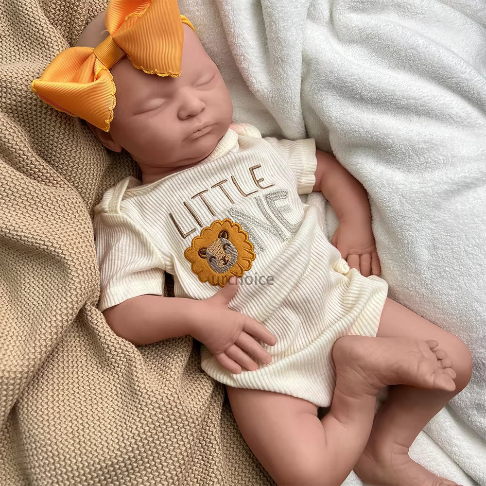 Newborn Silicone Baby Doll Full Body Weighted Hand Painted Reborn Doll Closed Eyes Lifelike Girl Collectibles DIY Reborne Artist