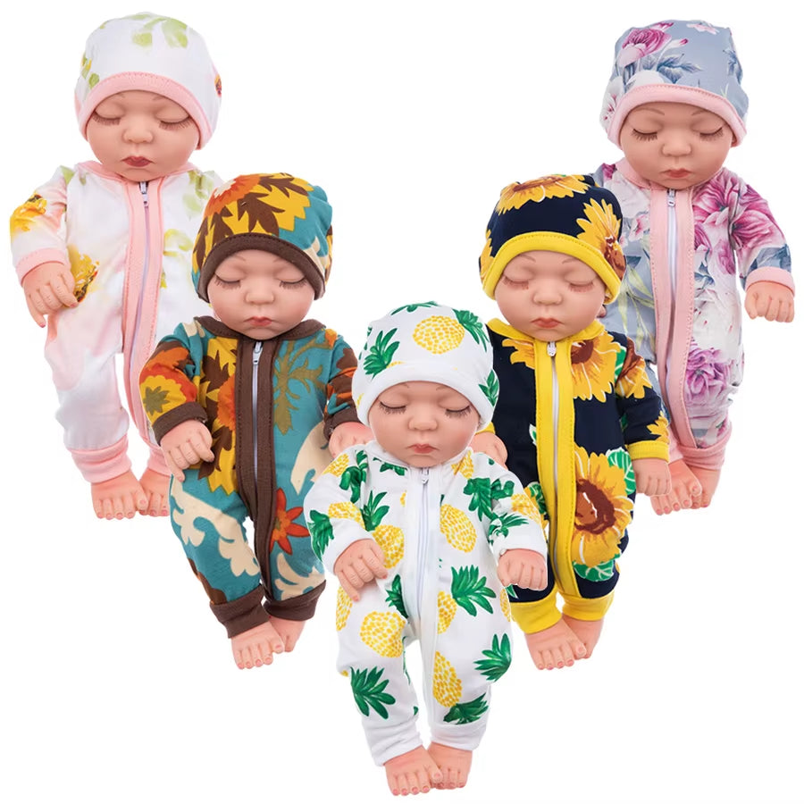 Cute Sunflower Pajamas Suit for 25 Cm Born Baby Reborn Doll Clothes Jumpsuits 10Inch Doll Girls Toys Our Generation Nenuco