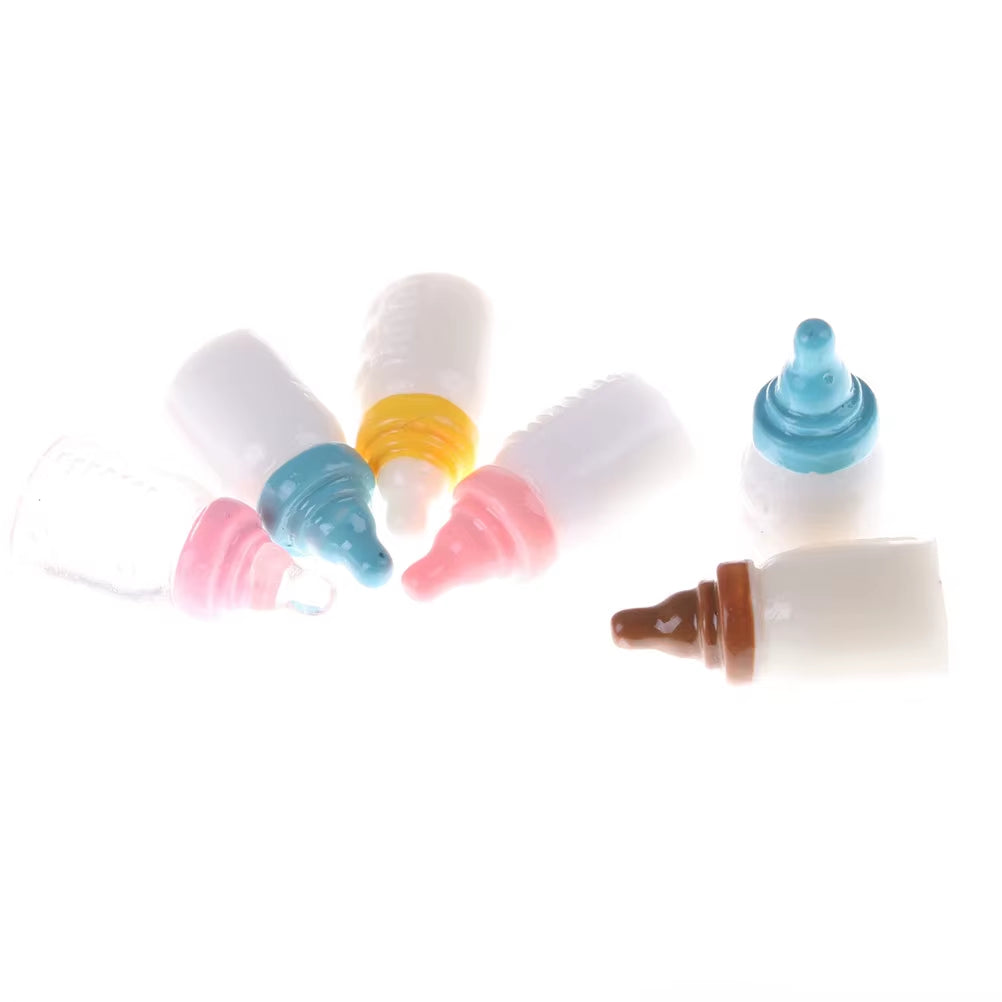 Multiple Styles Resin Simulation Mini Milk Bottle Miniature Baby Bottle Super Cute Transparent Bottle 1:12 Dollhouse Accessories