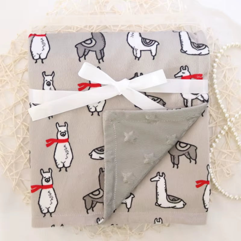 Baby Blankets New Thicken Double Layer Cartoon Fleece Infant Swaddle Bebe Envelope Stroller Wrap Newborn Baby Bedding Blanket