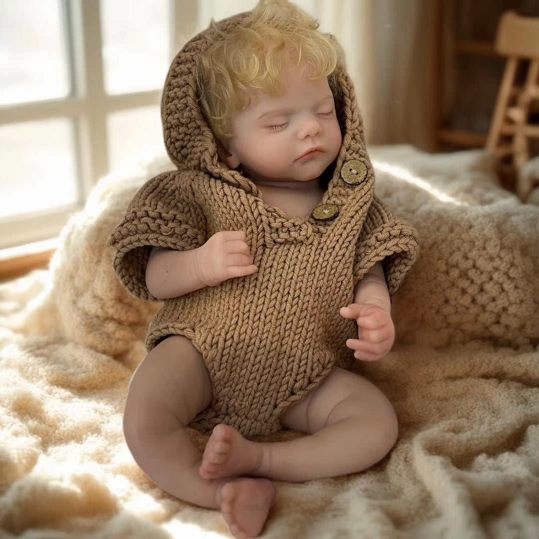 Open Mouth Boy Doll 45Cm Waterproof Sam Full Body Silicone Bebe Reborn with Rooted Hair & Eyelashes Lifelike Reborn Doll