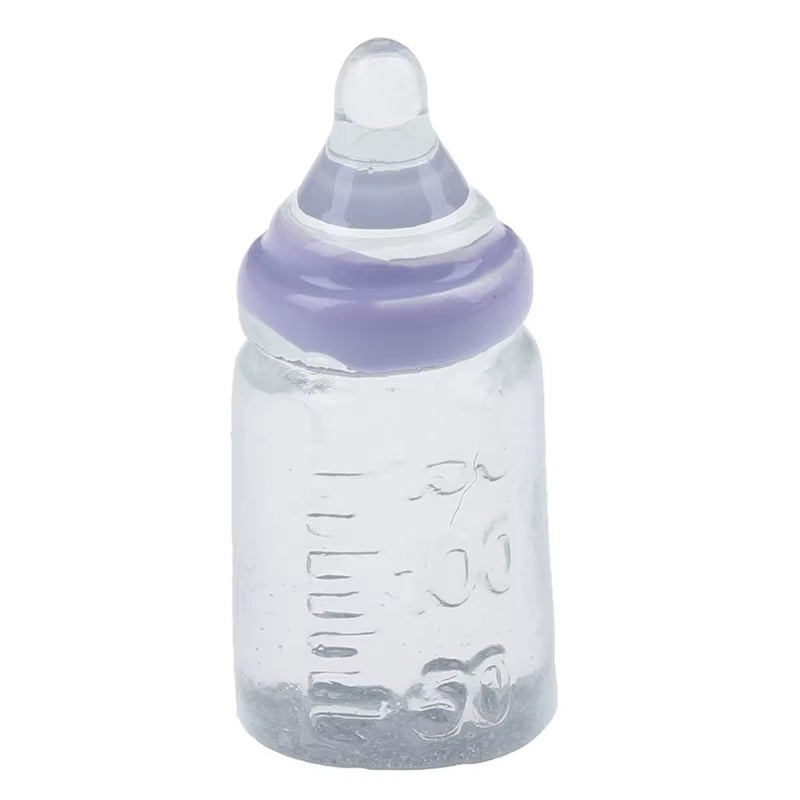 Multiple Styles Resin Simulation Mini Milk Bottle Miniature Baby Bottle Super Cute Transparent Bottle 1:12 Dollhouse Accessories
