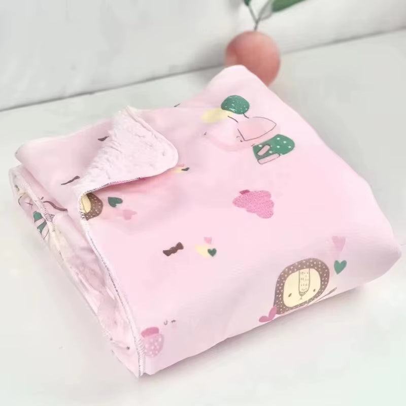 Baby Blankets New Thicken Double Layer Cartoon Fleece Infant Swaddle Bebe Envelope Stroller Wrap Newborn Baby Bedding Blanket