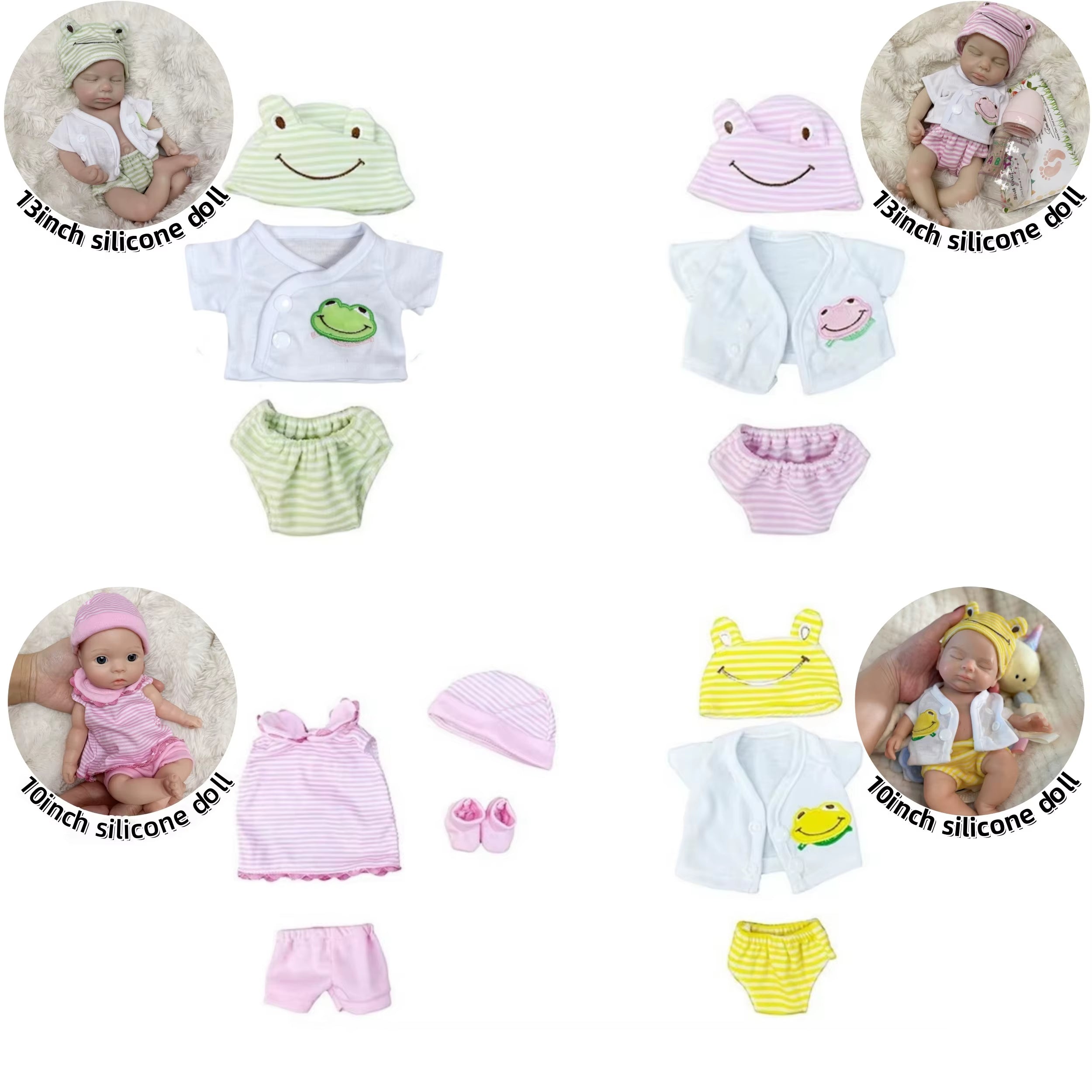 4 Styles Bebe Reborn Doll Clothes Suit for 10 or 13Inch Reborn Silicone Baby Dolls High Quality Outfits Reborn Doll Accessories
