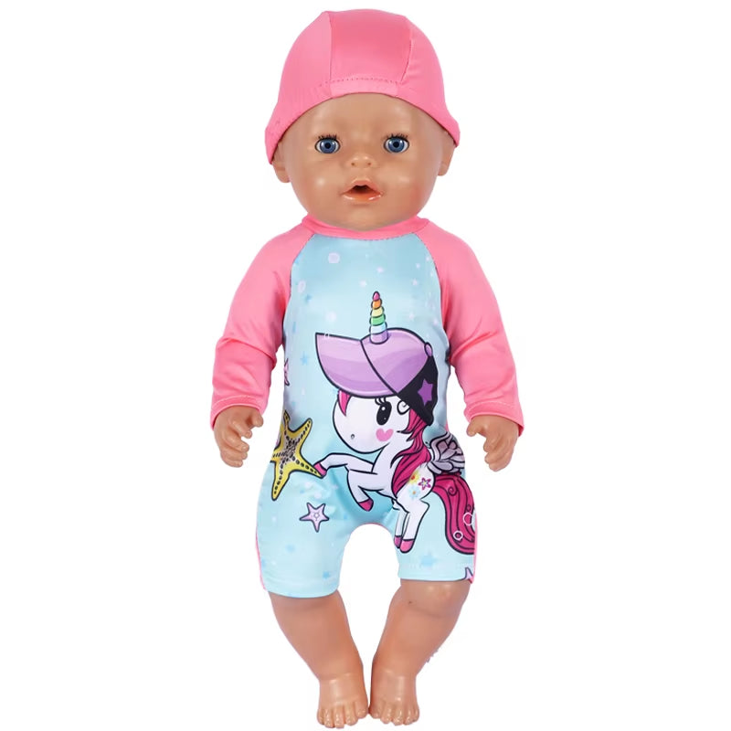 Baby Doll Clothes Flamingo Swimsuit Summer Clothes for 43Cm New Born Baby Doll Clothes Swim American 18 Inch Girl Dolls Bikini