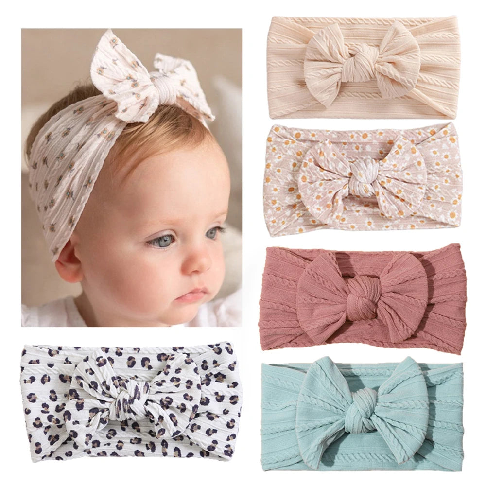 1Pcs Bow Baby Head Band for Children Print Baby Headbands Newborn Cable Headband Turban Kids Headwear Baby Hair Accessories Girl