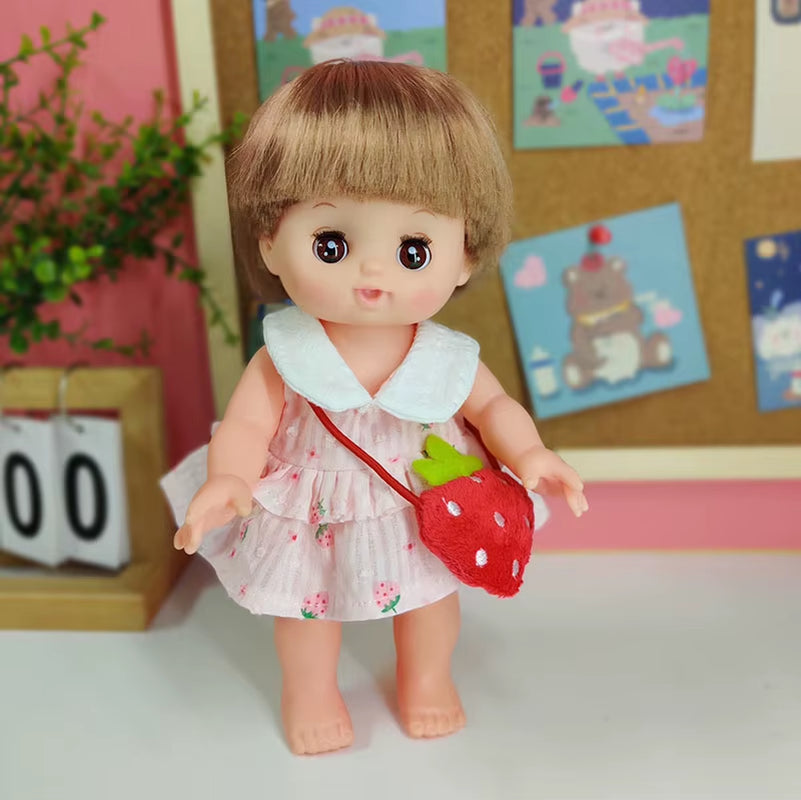 Doll Clothes Fit 25Cm Baby Doll Accessories 1/6 BJD Doll New Born Doll Outfits Cute Dress Headwear Suit Girls Gifts