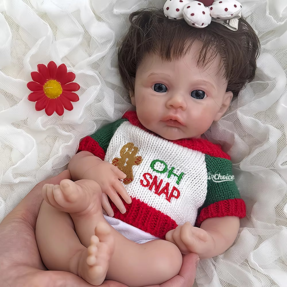 Micro 12" Silicone Reborn Baby Doll Lifelike Handmade Doll Rooted Hair Soft Newborn Doll for Festive Toys Gifts Art Collection