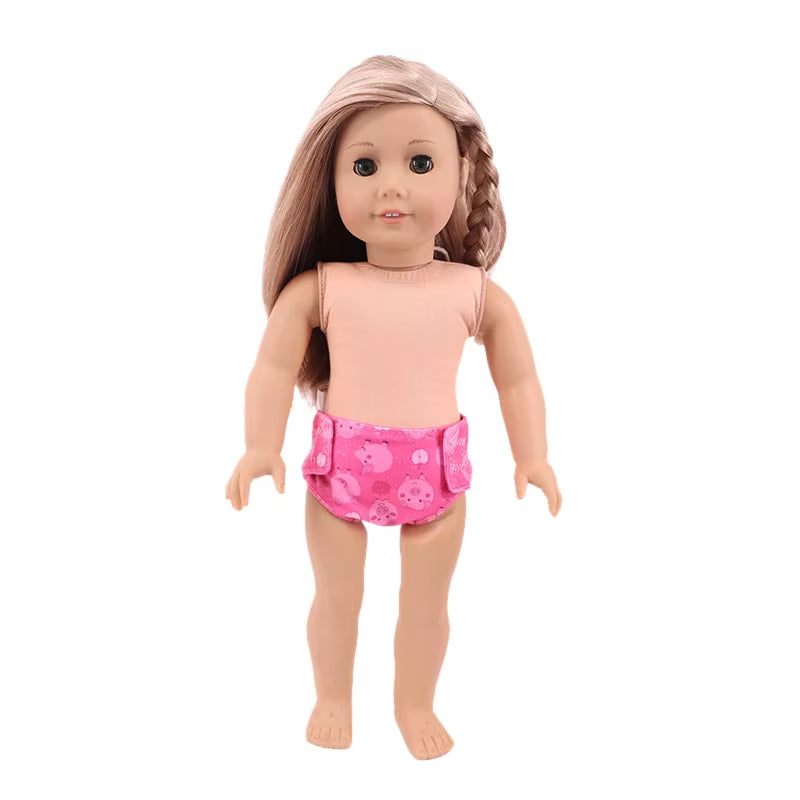 Doll Diapers Cute Underwear Animal Fruit Print for 18Inch American Doll Girls&43Cm Baby Reborn,Our Generation,Doll Clothes Panty