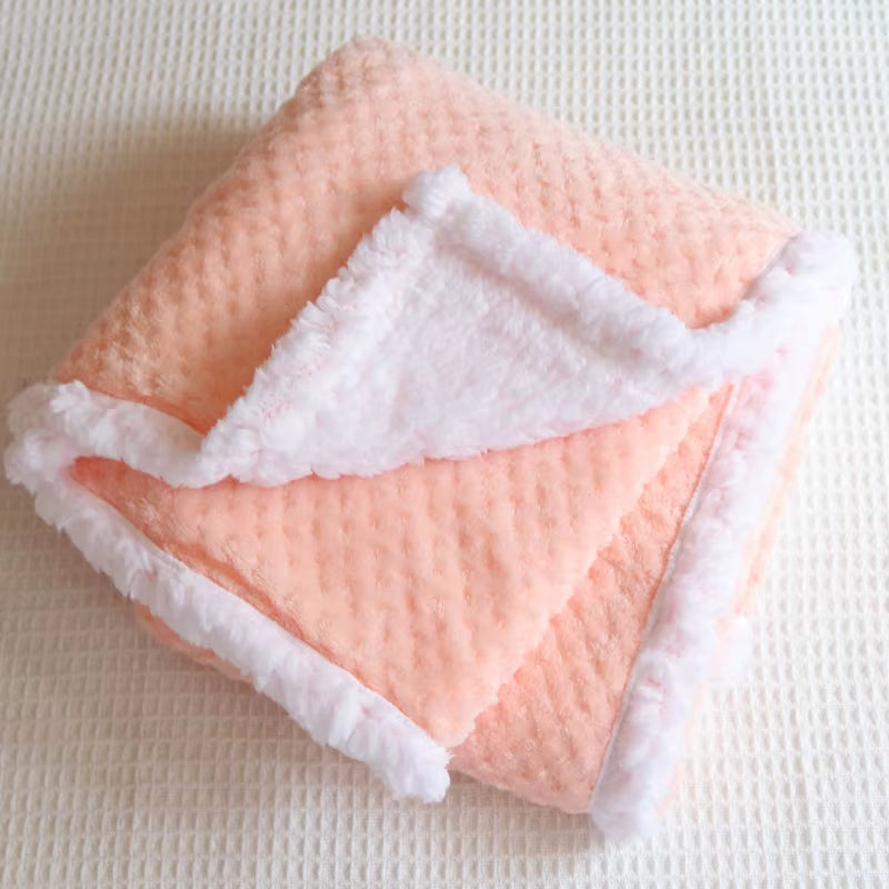 Baby Blankets New Thicken Double Layer Cartoon Fleece Infant Swaddle Bebe Envelope Stroller Wrap Newborn Baby Bedding Blanket