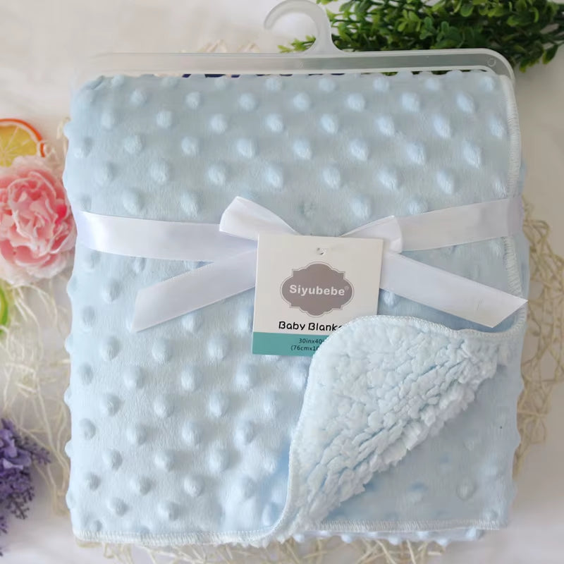Baby Blankets New Thicken Double Layer Cartoon Fleece Infant Swaddle Bebe Envelope Stroller Wrap Newborn Baby Bedding Blanket