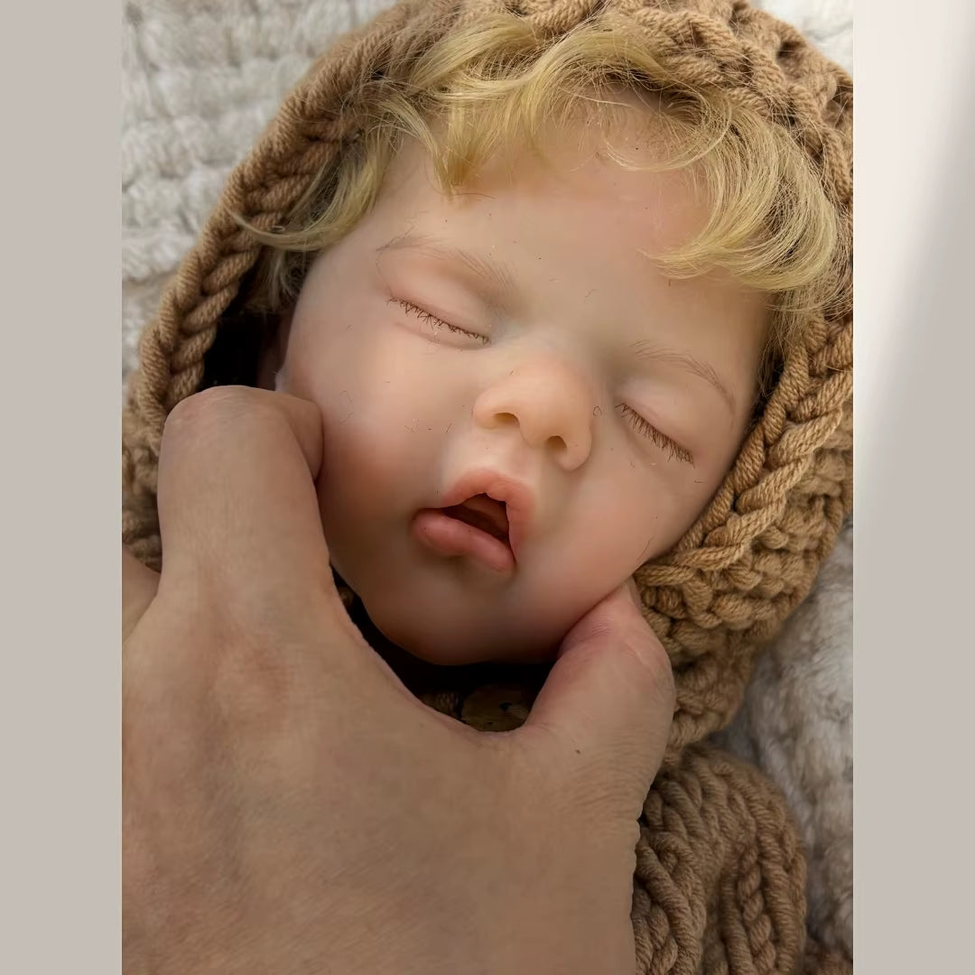 Open Mouth Boy Doll 45Cm Waterproof Sam Full Body Silicone Bebe Reborn with Rooted Hair & Eyelashes Lifelike Reborn Doll
