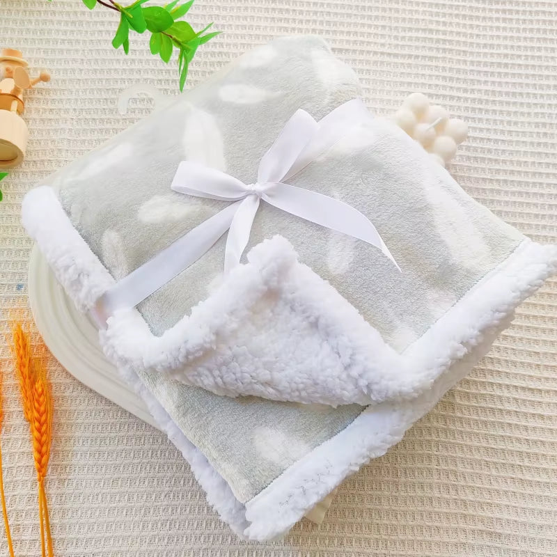 Baby Blankets New Thicken Double Layer Cartoon Fleece Infant Swaddle Bebe Envelope Stroller Wrap Newborn Baby Bedding Blanket