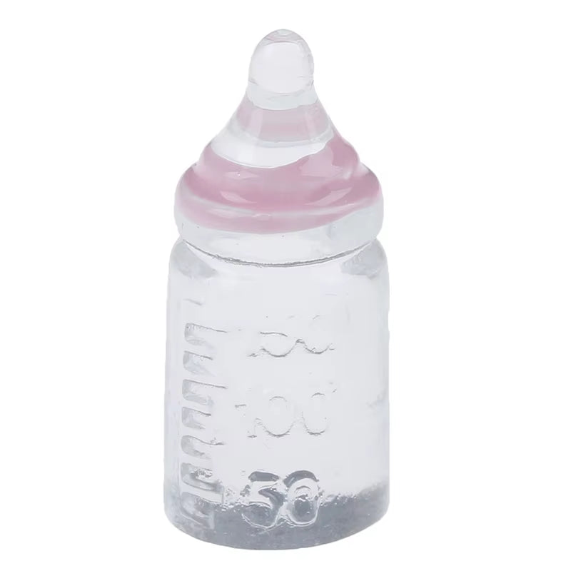 Multiple Styles Resin Simulation Mini Milk Bottle Miniature Baby Bottle Super Cute Transparent Bottle 1:12 Dollhouse Accessories