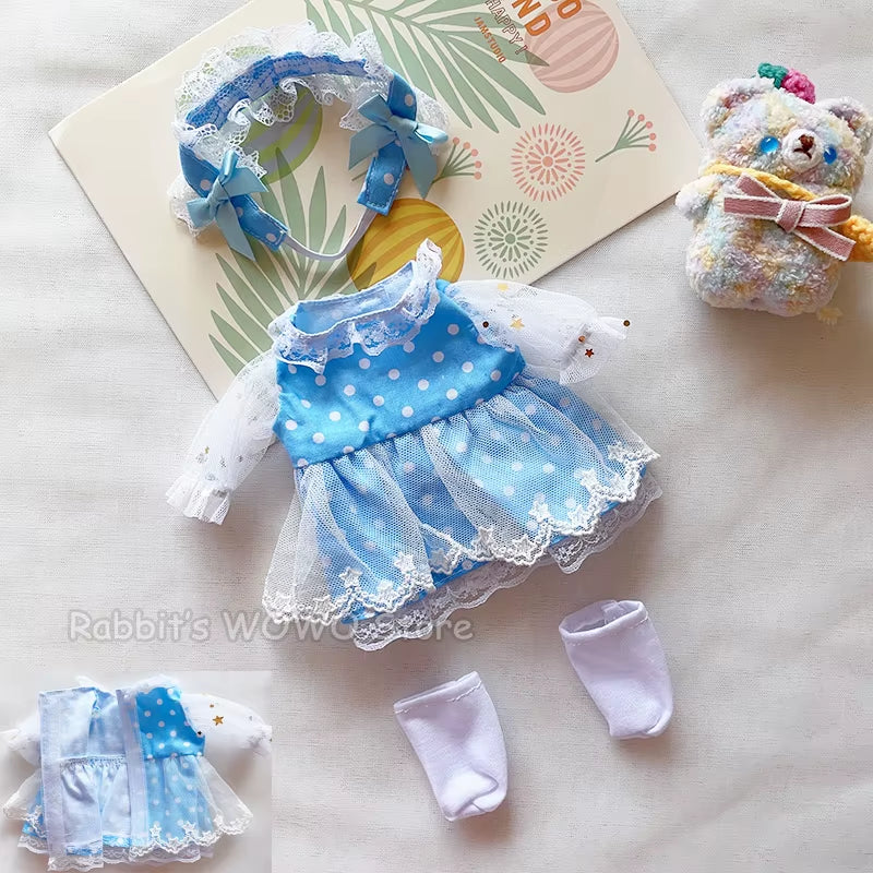 Doll Clothes Fit 25Cm Baby Doll Accessories 1/6 BJD Doll New Born Doll Outfits Cute Dress Headwear Suit Girls Gifts