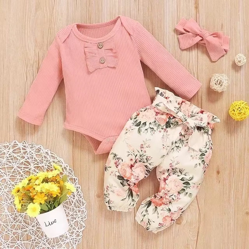 3Pcs Baby Girl Clothes Set Newborn Kids Clothing Childern Toddler Girl Clothes Bebe Girl Outfits Infant New Born Clothes