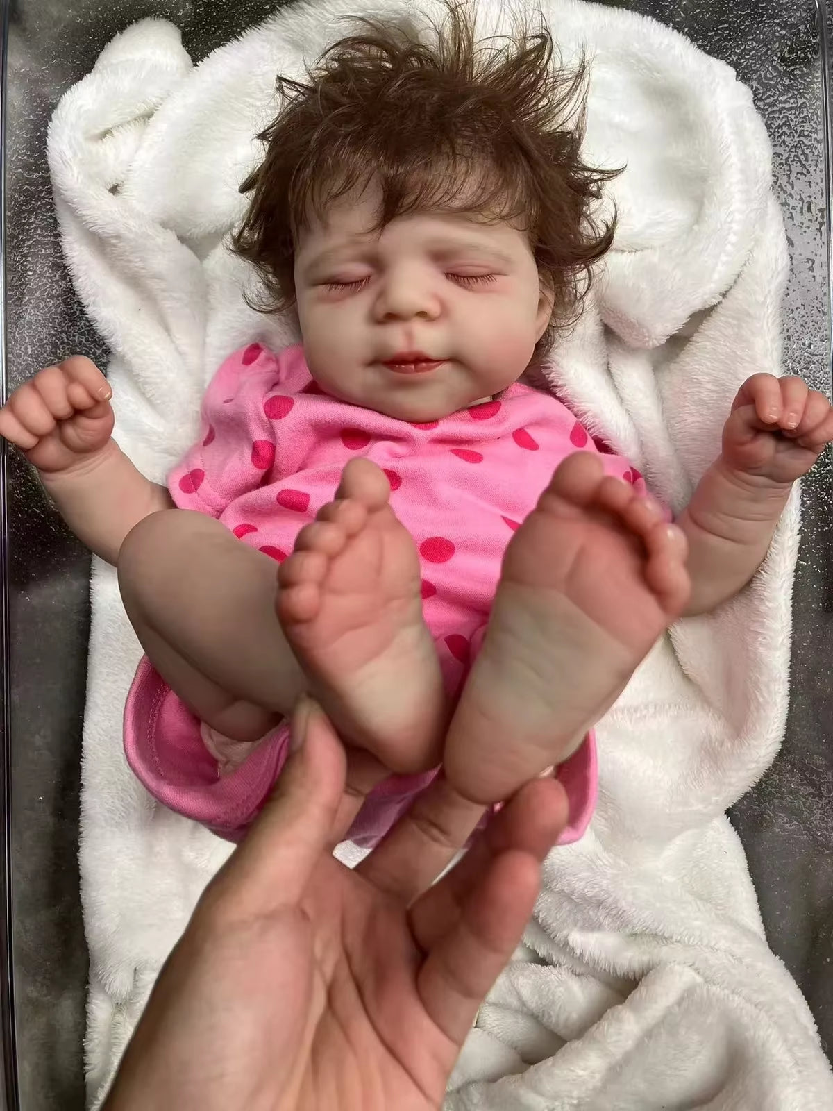 18Inch Can Open Mouth Pascale Soft Silicone Bebe Reborn Girl Doll with Painted Skin Lifelike Realistic Newborn Girl Doll