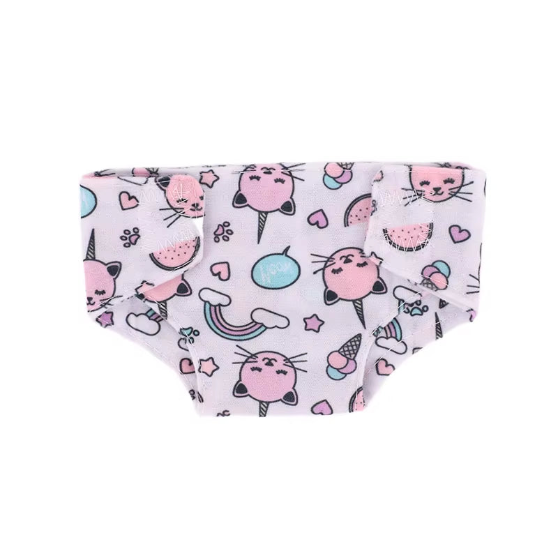 Doll Diapers Cute Underwear Animal Fruit Print for 18Inch American Doll Girls&43Cm Baby Reborn,Our Generation,Doll Clothes Panty
