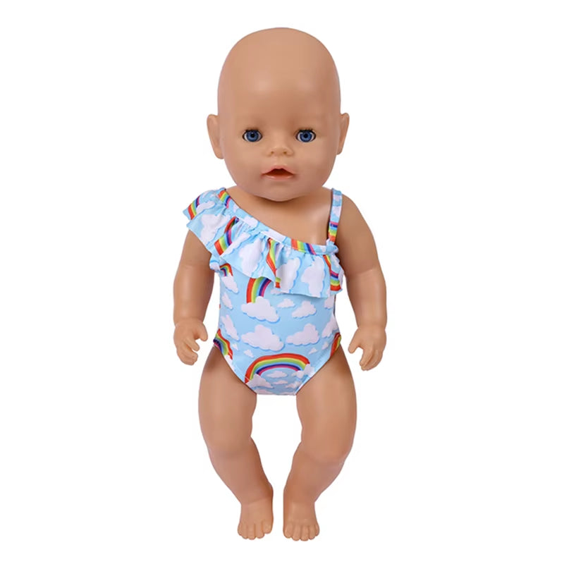 Baby Doll Clothes Flamingo Swimsuit Summer Clothes for 43Cm New Born Baby Doll Clothes Swim American 18 Inch Girl Dolls Bikini