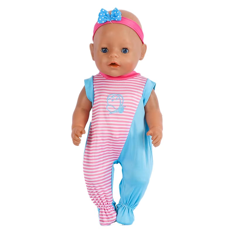 17 Inch Doll Clothes Cartoon Dog Hoodies Trousers 43Cm New Born Baby Boy Clothes Sports Suit Toys for Girl Nendoroid Clothes