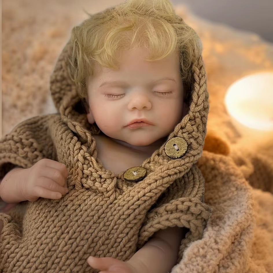 Open Mouth Boy Doll 45Cm Waterproof Sam Full Body Silicone Bebe Reborn with Rooted Hair & Eyelashes Lifelike Reborn Doll