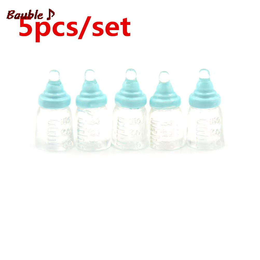 Multiple Styles Resin Simulation Mini Milk Bottle Miniature Baby Bottle Super Cute Transparent Bottle 1:12 Dollhouse Accessories