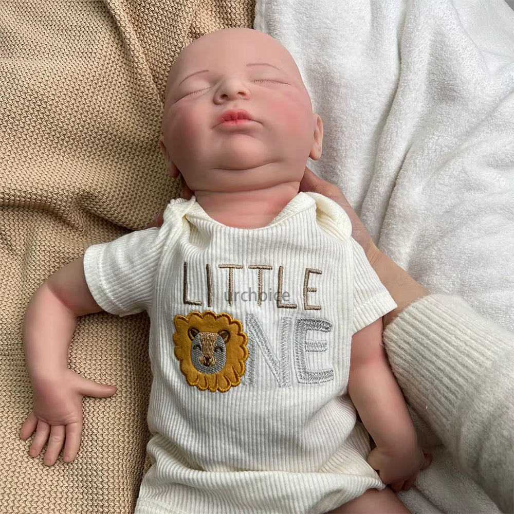 Newborn Silicone Baby Doll Full Body Weighted Hand Painted Reborn Doll Closed Eyes Lifelike Girl Collectibles DIY Reborne Artist