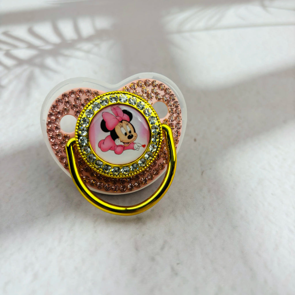 [Baby Feeding Products] Minnie Mouse Baby Pacifier Clip Bisphenol A-Free Silicone Baby Pacifier Bling Newborn Chupete Bebe 0-24M