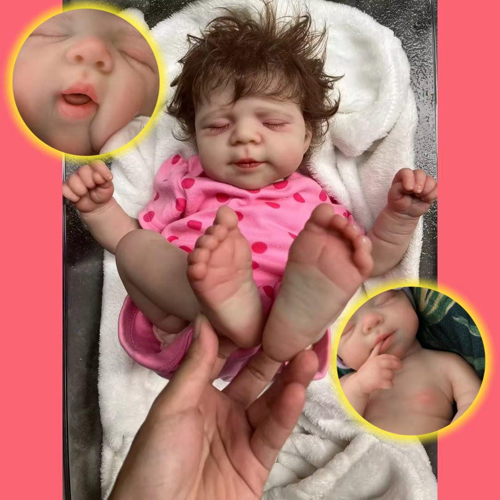 18Inch Can Open Mouth Pascale Soft Silicone Bebe Reborn Girl Doll with Painted Skin Lifelike Realistic Newborn Girl Doll