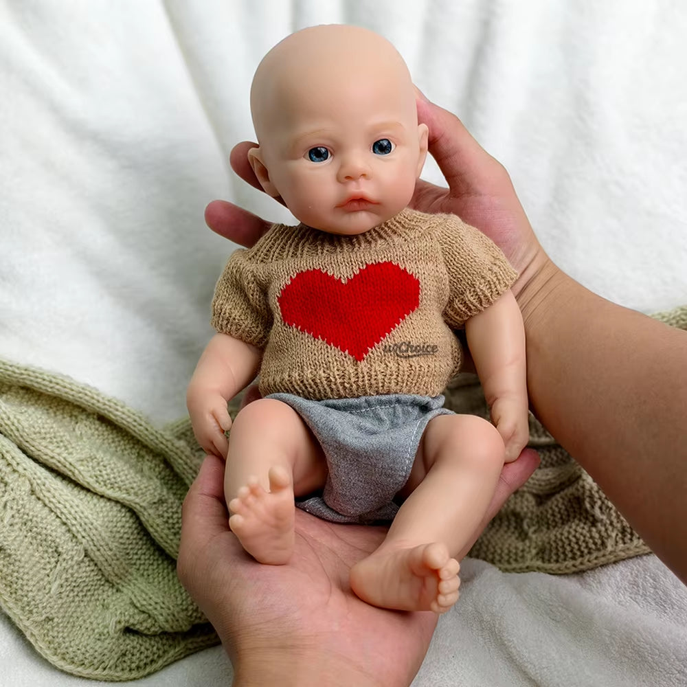 Micro 12" Silicone Reborn Baby Doll Lifelike Handmade Doll Rooted Hair Soft Newborn Doll for Festive Toys Gifts Art Collection