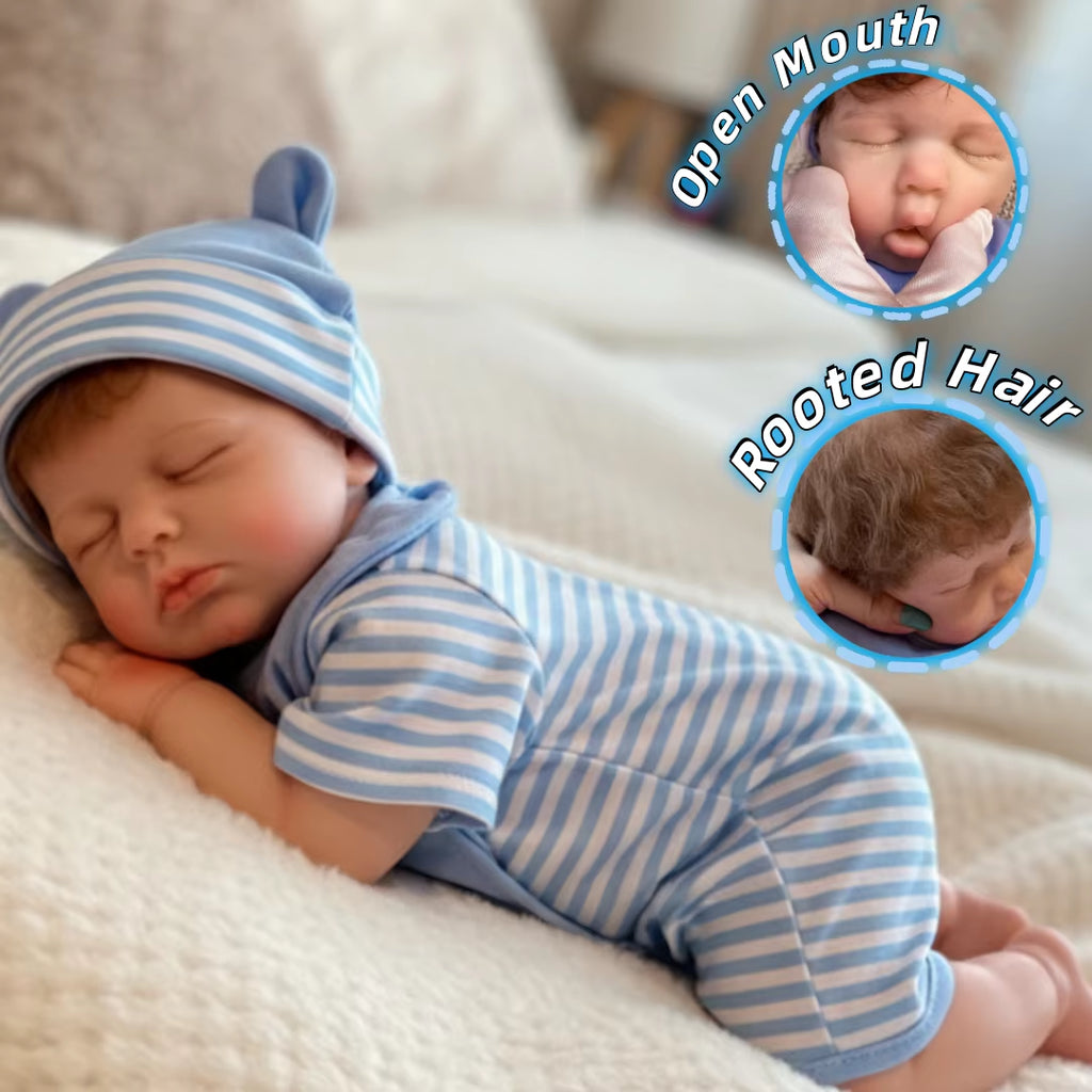 18Inch Can Open Mouth Close Eyes Loulou Full Solid Silicone Bebe Reborn Girl & Boy Doll with Rooted Hair Corpo De Silicone Doll